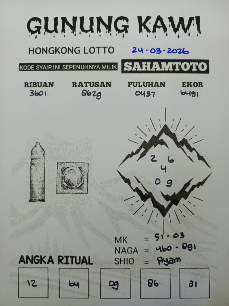 Syair Gunung Kawi HONGKONG LOTTO Hari ini Selasa 24 Maret 2026