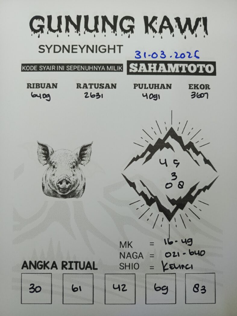 Syair Gunung Kawi SydneyNight Hari ini Selasa, 31 Maret 2026
