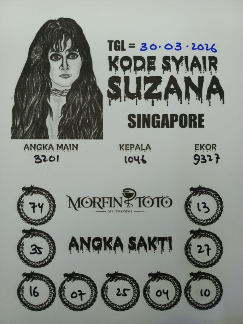 SYAIR TOGEL SINGAPORE SUZANA  30 MARET 2026