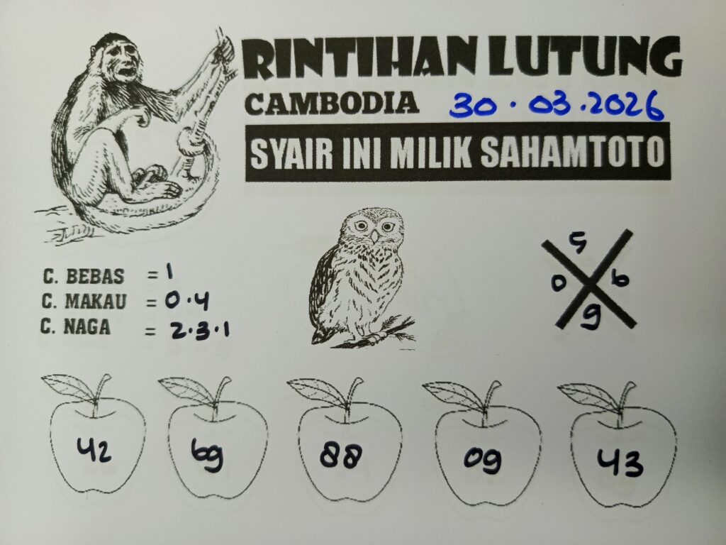 Syair Rintihan Lutung Cambodia Pools Hari ini Senin, 30 Maret 2026