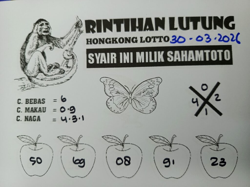 Syair Rintihan Lutung HONGKONG LOTTO Hari ini Senin, 30 Maret 2026