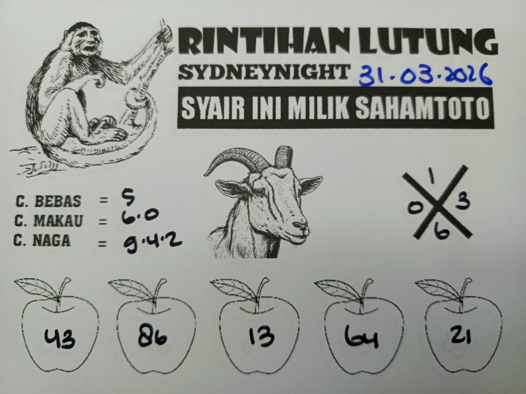 Syair Rintihan Lutung SydneyNight Hari ini Selasa, 31 Maret 2026