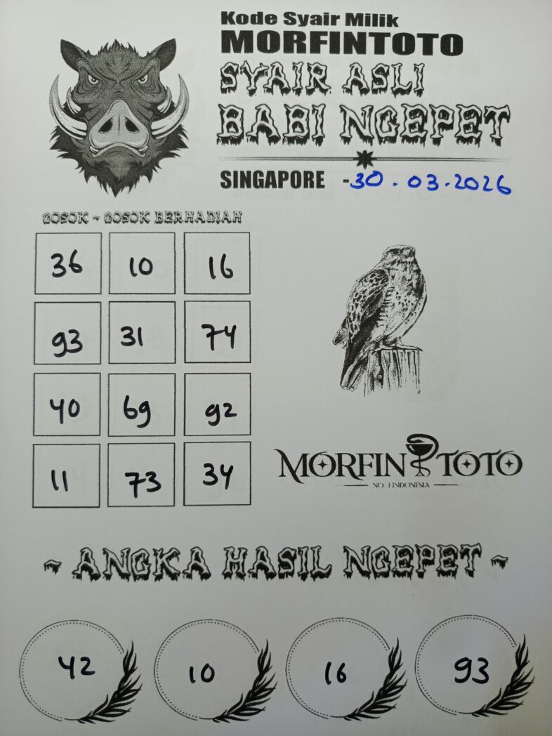 SYAIR TOGEL SINGAPORE BABI NGEPET 30 MARET 2026