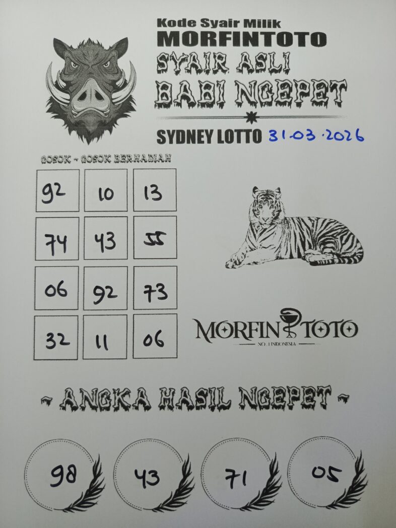 SYAIR TOGEL BABI NGEPET SYDNEY LOTTO 31 MARET 2026
