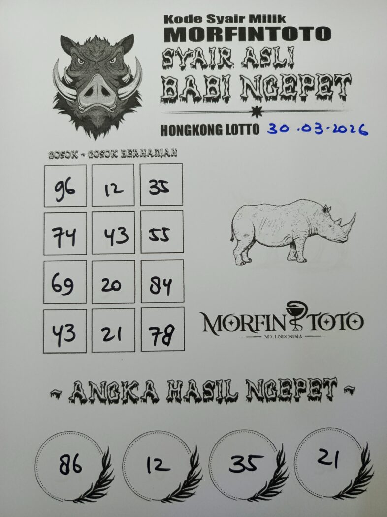 SYAIR TOGEL BABI NGEPET HONGKONG LOTTO 30 MARET 2026