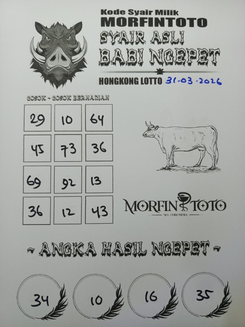 SYAIR TOGEL BABI NGEPET HONGKONG LOTTO 31 MARET 2026