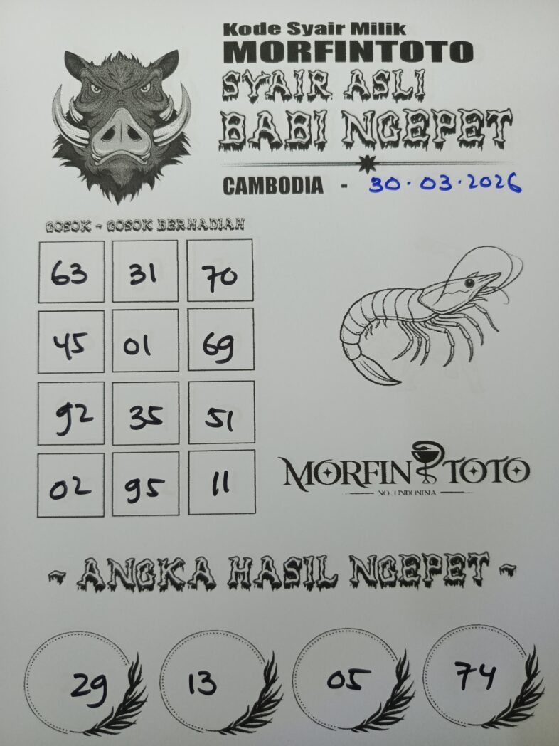 SYAIR TOGEL BABI NGEPET CAMBODIA 30 MARET 2026