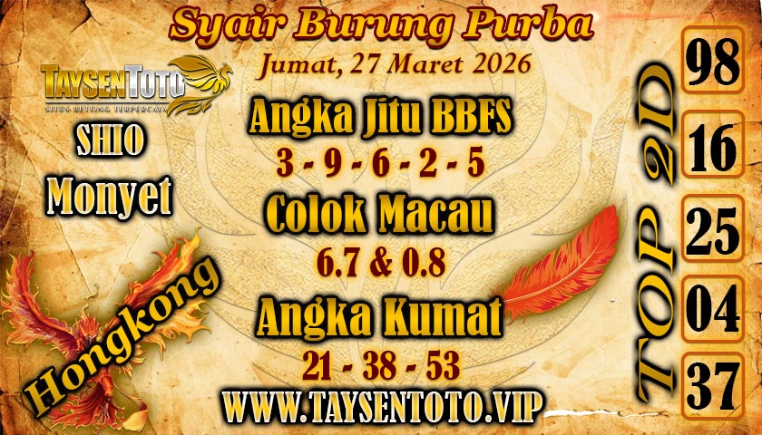 Syair Colok Bebas Hari Jumat, 27 Maret 2026