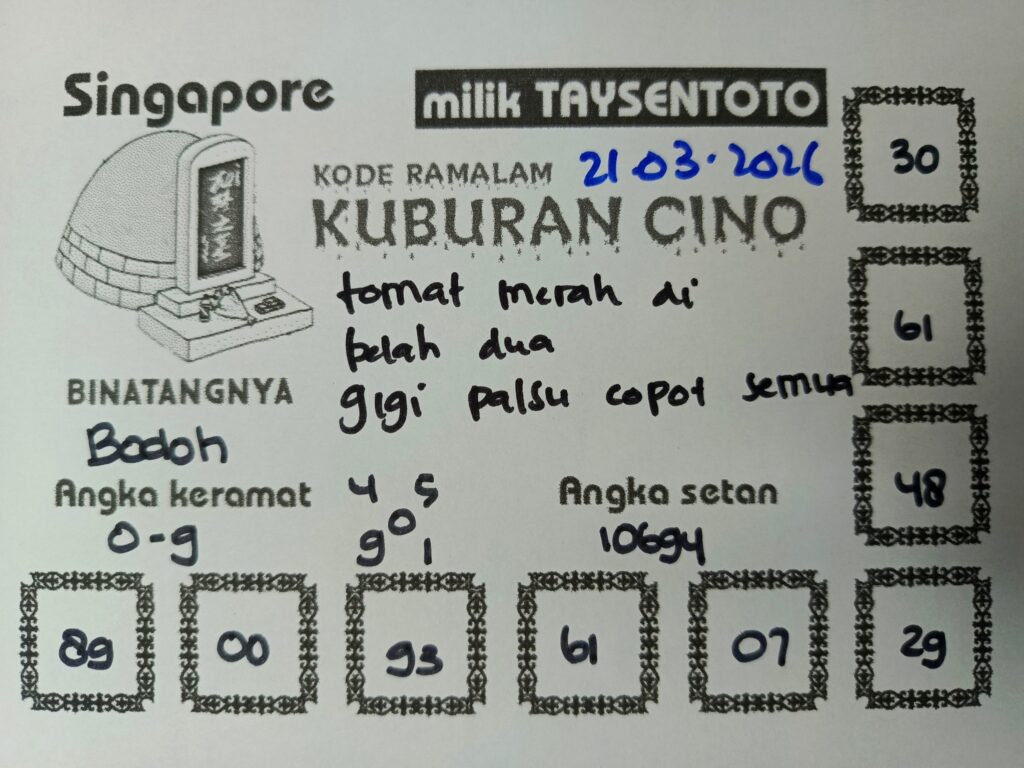 Syair Kuburan Cino SGP Hari ini Sabtu, 21 Maret 2026