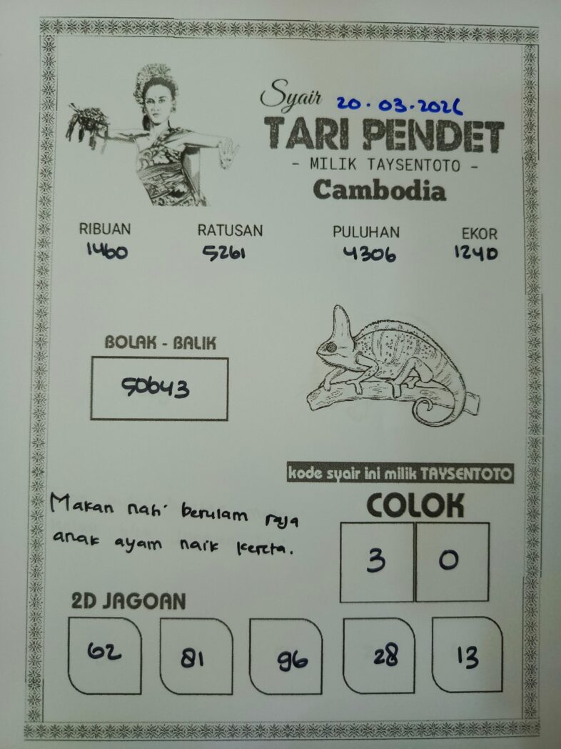 Syair Tari Pendet Cambodia Hari Ini Kamis, 20 Maret 2026