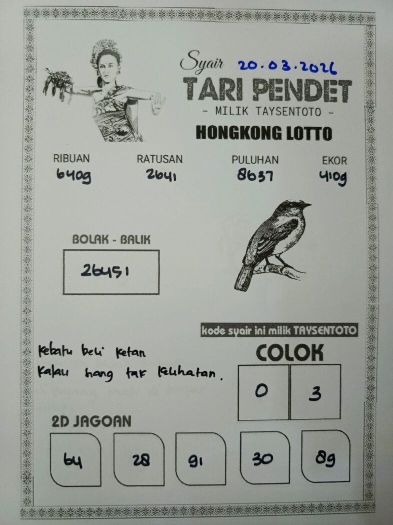 Syair Tari Pendet HK Hari Jumat, 20 Maret 2026