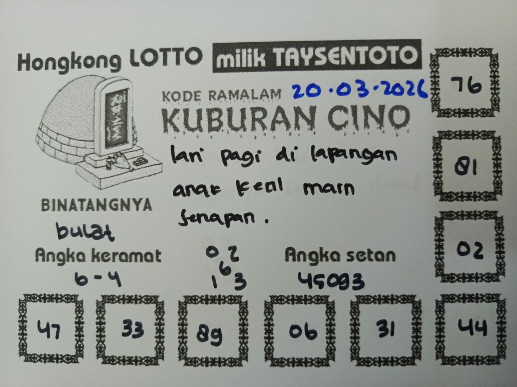 Syair Kuburan Cino HK Hari Jumat, 20 Maret 2026