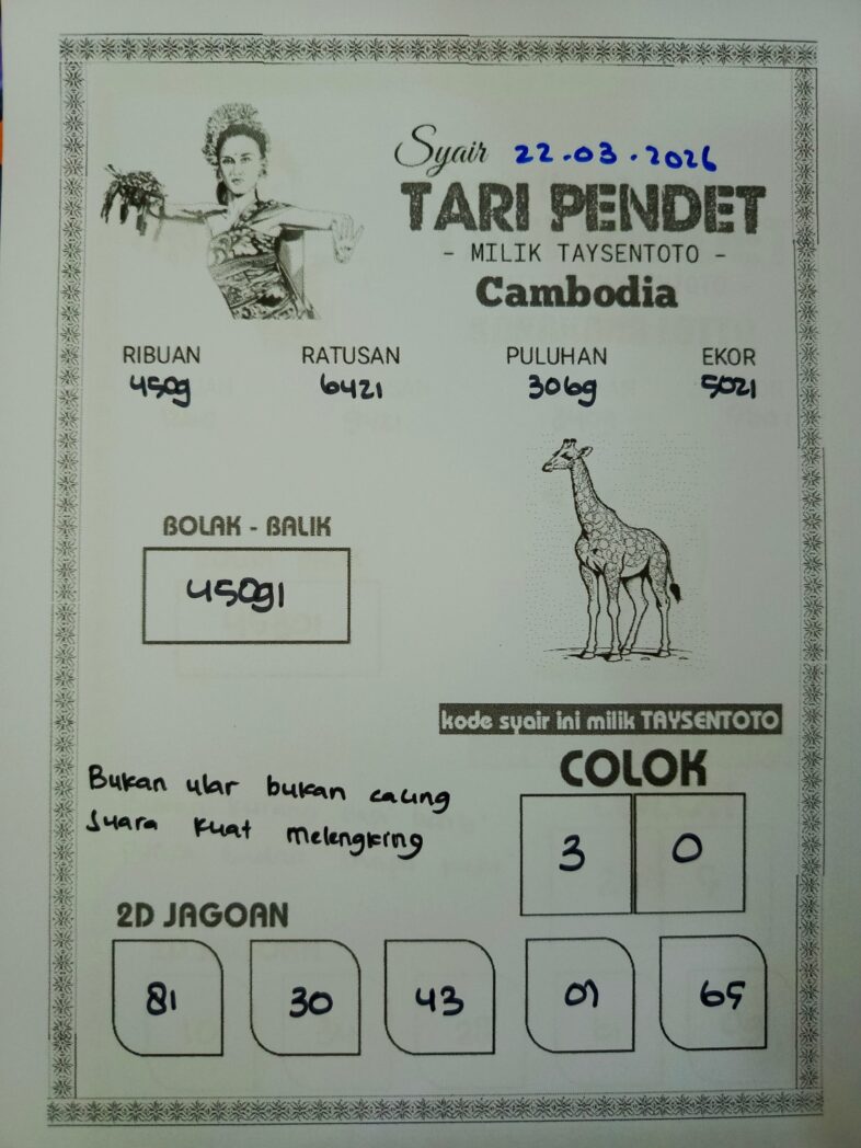 Syair Tari Pendet Cambodia Hari Ini Minggu, 22 Maret 2026