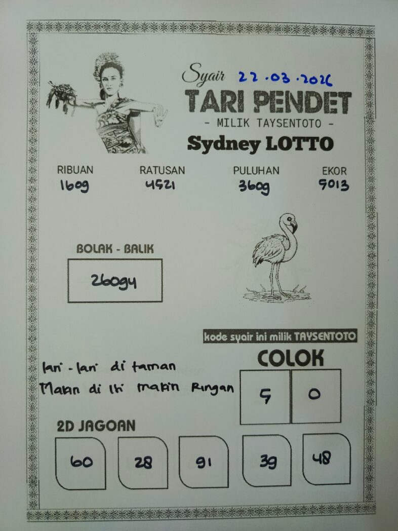 Syair Tari Pendet Sydney Hari ini Minggu, 22 Maret 2026