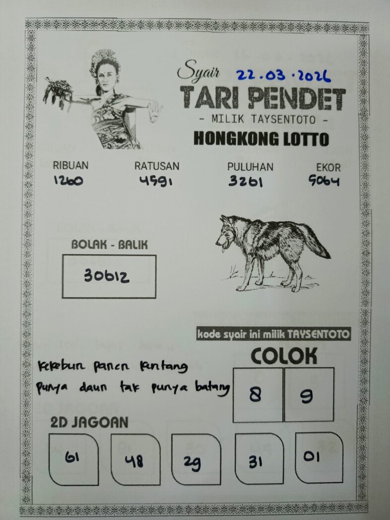 Syair Tari Pendet HK Hari Minggu, 22 Maret 2026