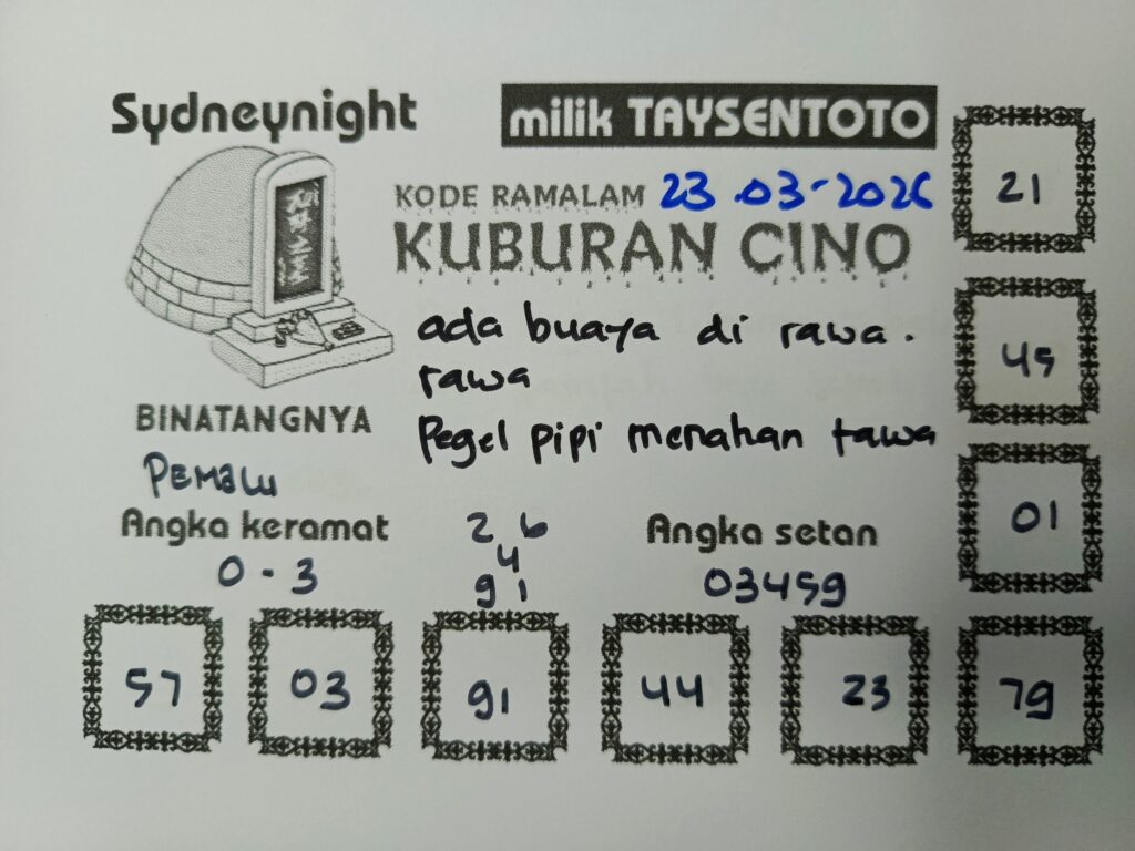 Syair Kuburan Cino SydneyNight Hari ini Senin, 23 Maret 2026