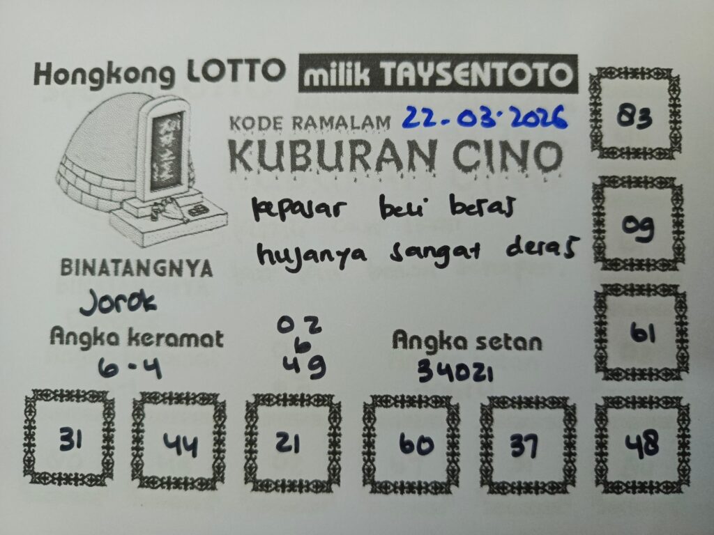 Syair Kuburan Cino HK Hari Minggu, 22 Maret 2026