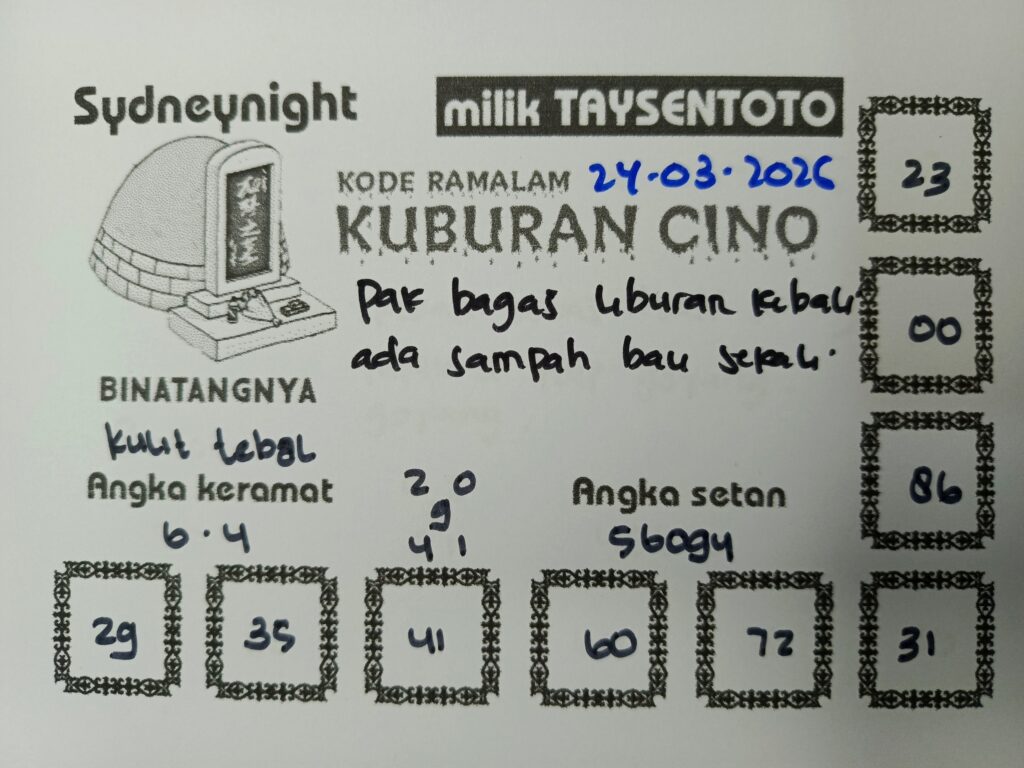 Syair Kuburan Cino SydneyNight Hari ini Selasa, 24 Maret 2026