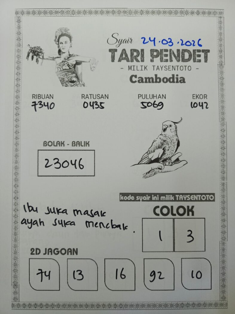 Syair Tari Pendet Cambodia Hari Ini Selasa 24 Maret 2026