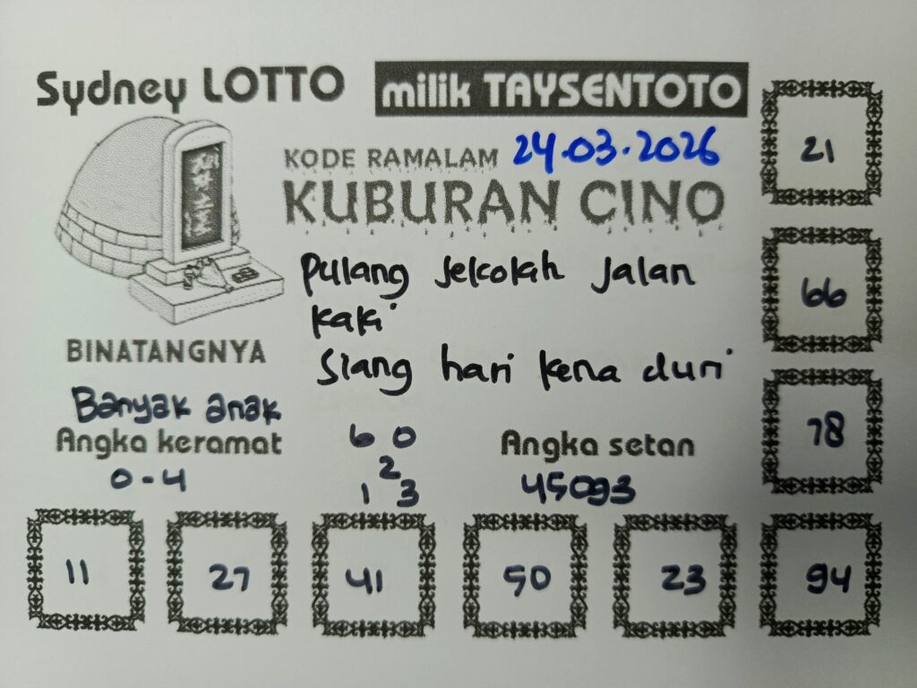 Syair Kuburan Cino Sydney Hari ini Selasa, 24 Maret 2026