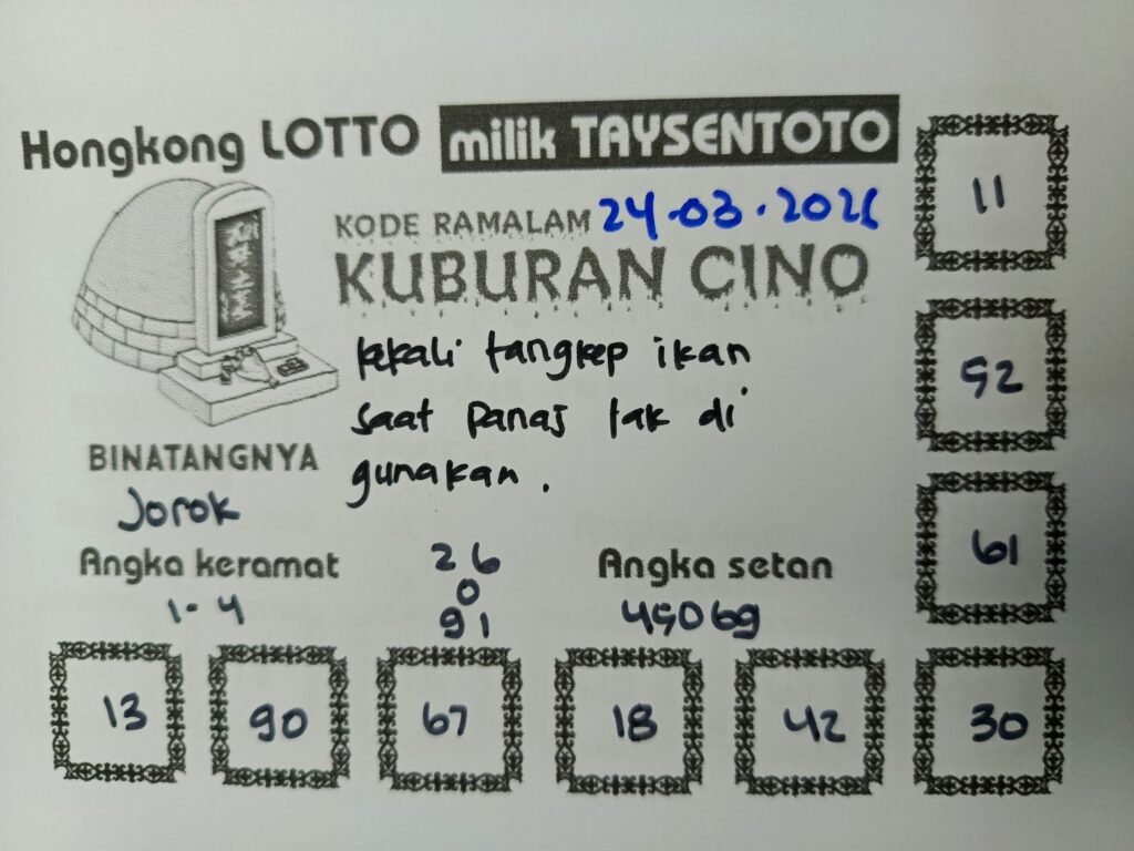 Syair Kuburan Cino HK Hari Selasa, 24 Maret 2026