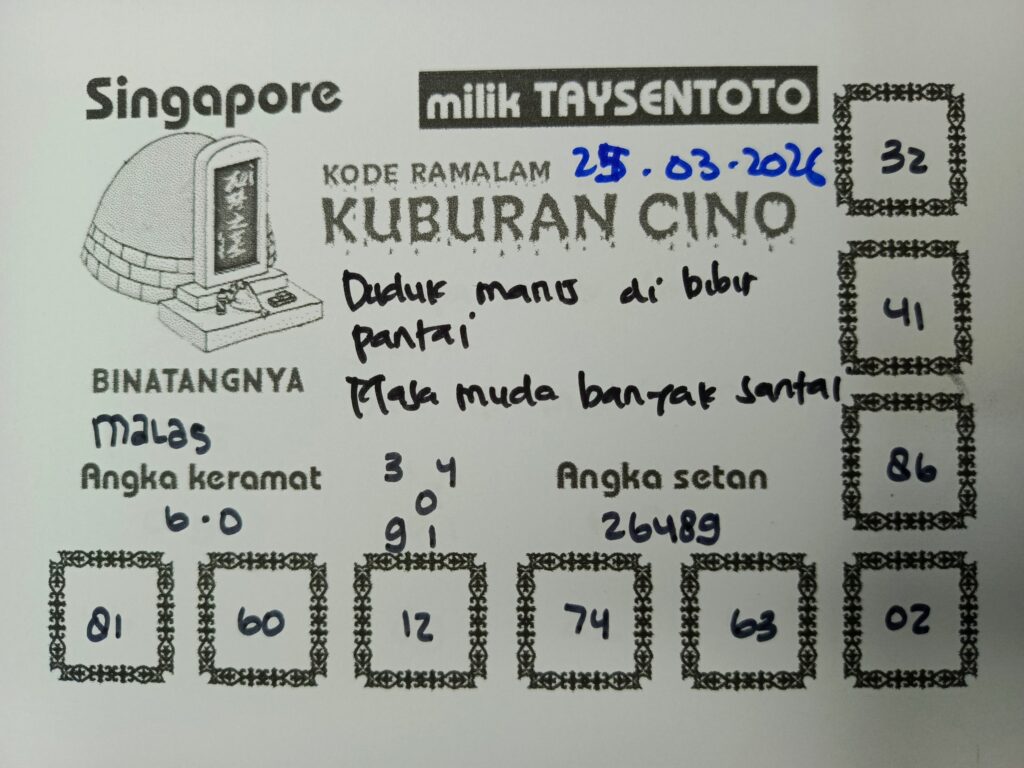Syair Kuburan Cino SGP Hari ini Rabu, 25 Maret 2026