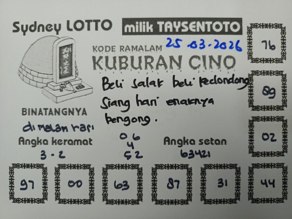 Syair Kuburan Cino Sydney Hari ini Rabu, 25 Maret 2026