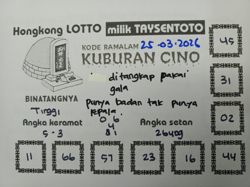 Syair Kuburan Cino HK Hari Rabu, 25 Maret 2026