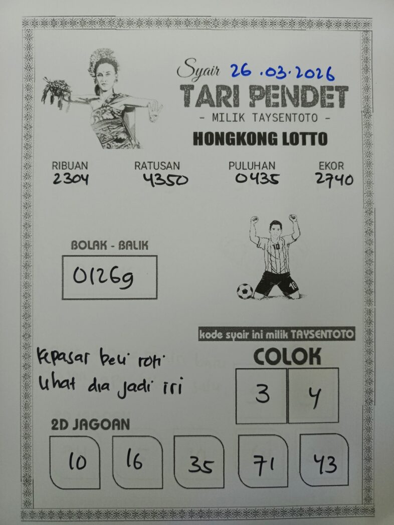 Syair Tari Pendet HK Hari Kamis, 26 Maret 2026