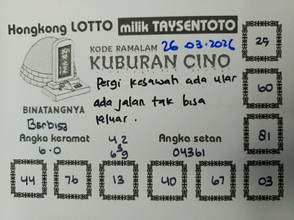 Syair Kuburan Cino HK Hari Kamis, 26 Maret 2026