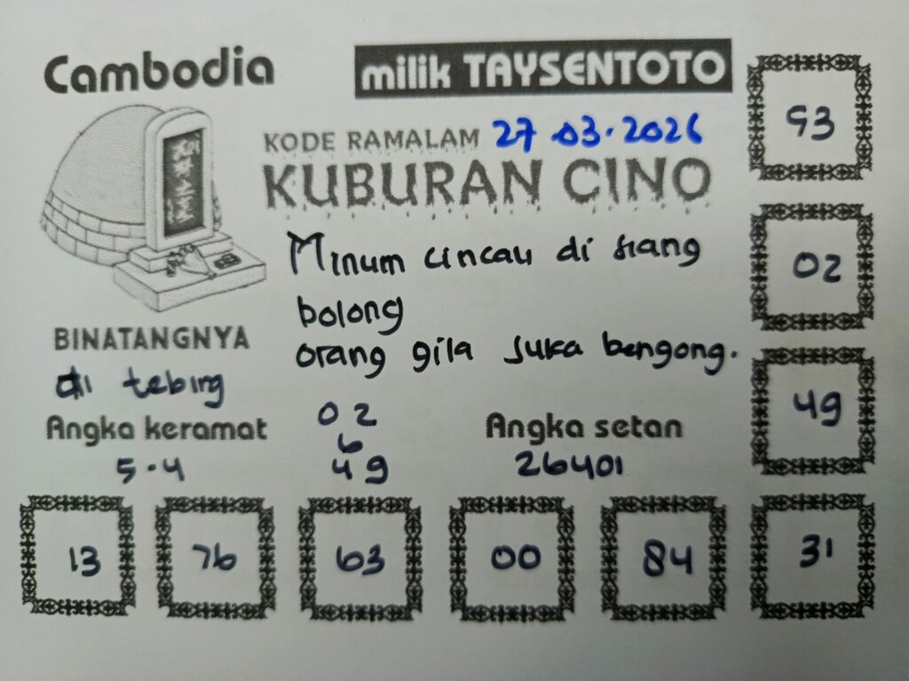 Syair Kuburan Cino Cambodia Hari Ini Jumat, 27 Maret 2026