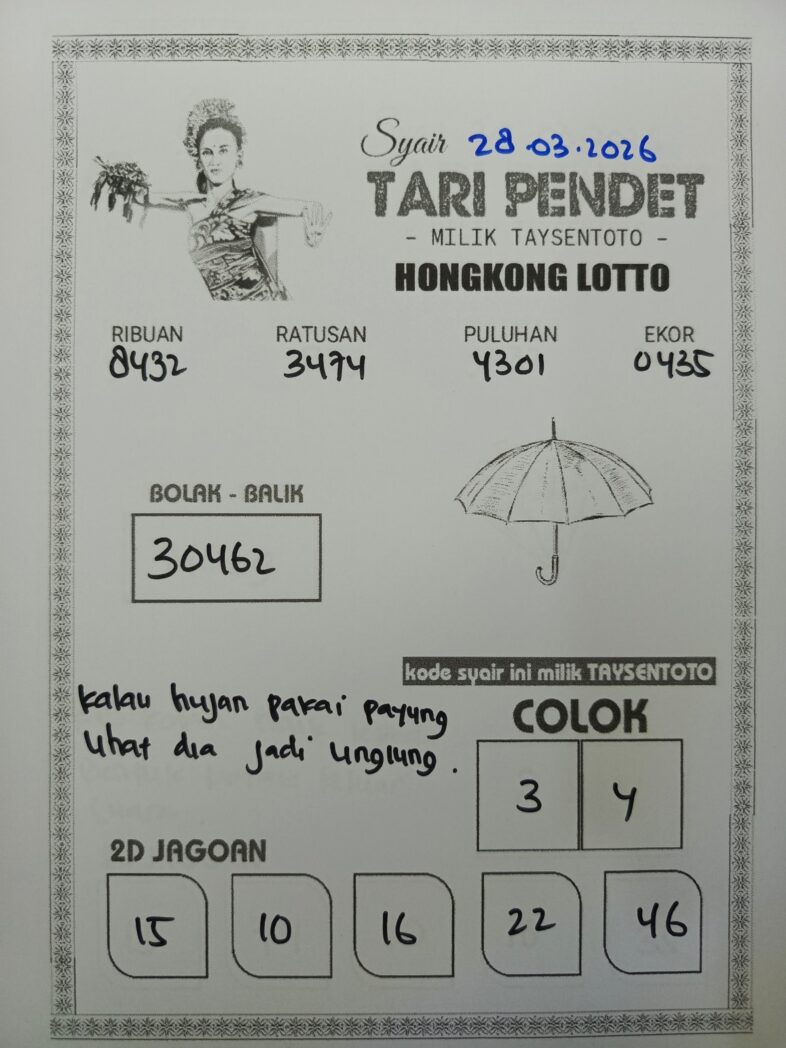 Syair Tari Pendet HK Hari Sabtu, 28 Maret 2026