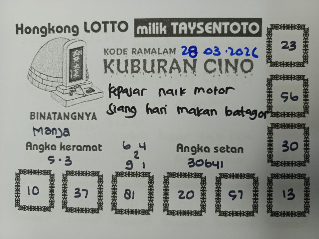 Syair Kuburan Cino HK Hari Sabtu, 28 Maret 2026