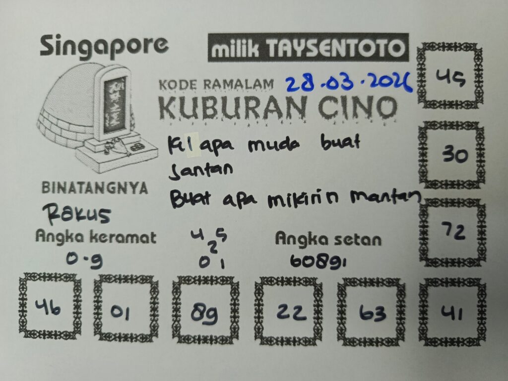 Syair Kuburan Cino SGP Hari ini Sabtu, 28 Maret 2026