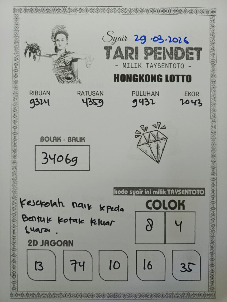 Syair Tari Pendet HK Hari Minggu, 29 Maret 2026