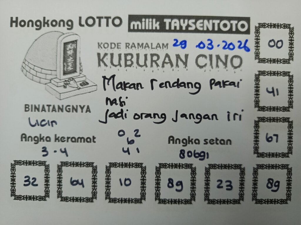 Syair Kuburan Cino HK Hari Minggu, 29 Maret 2026