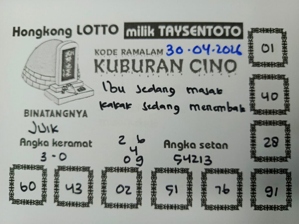 Syair Kuburan Cino HK Hari Senin, 30 Maret 2026