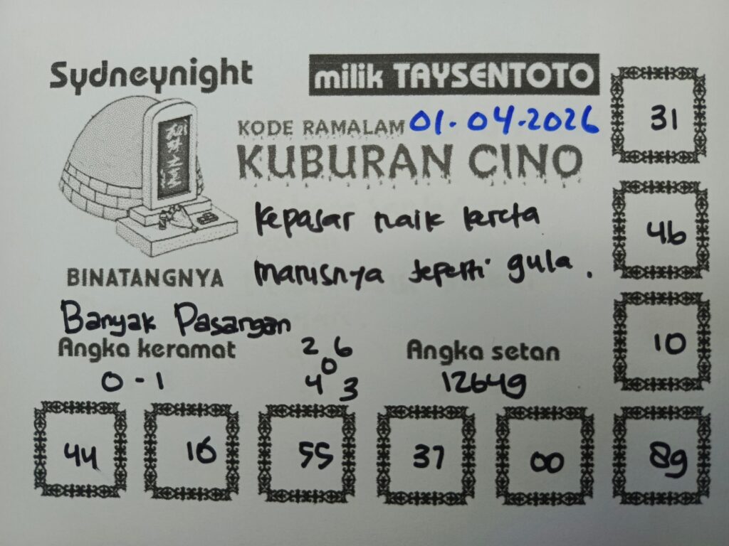 Syair Kuburan Cino SydneyNight Hari ini Rabu, 01 April 2026