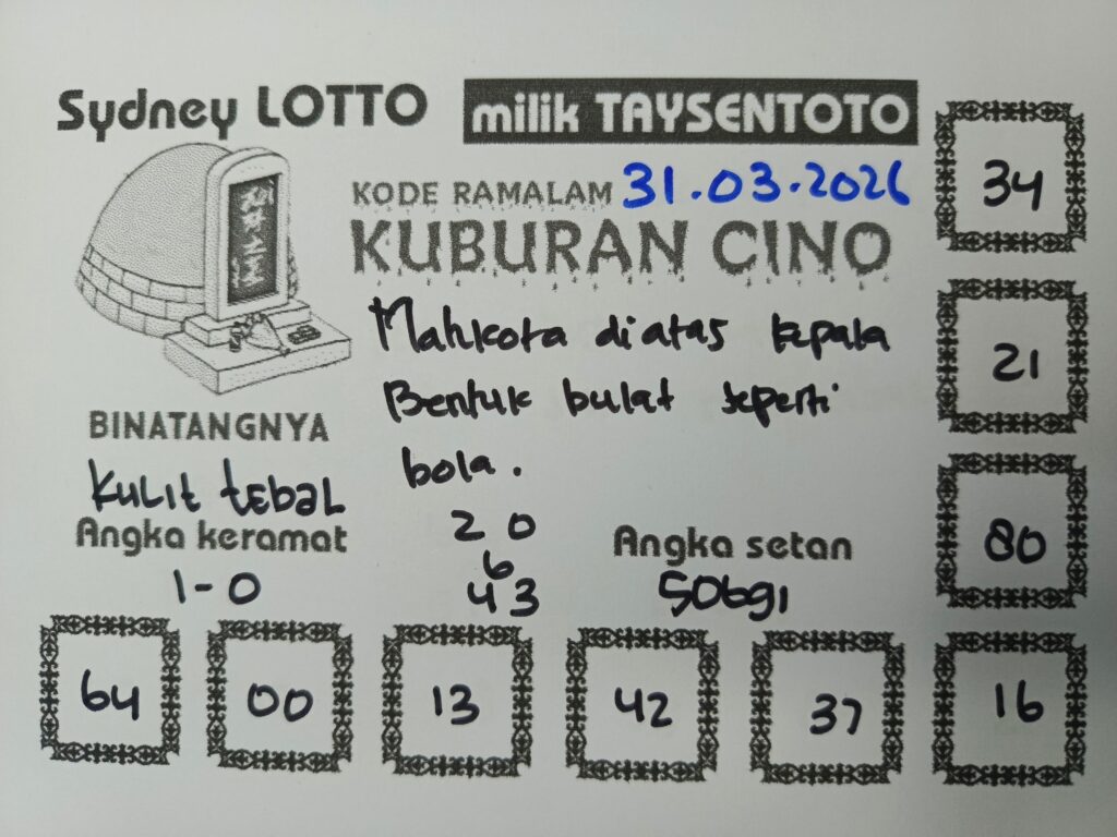 Syair Kuburan Cino Sydney Hari ini Selasa, 31 Maret 2026