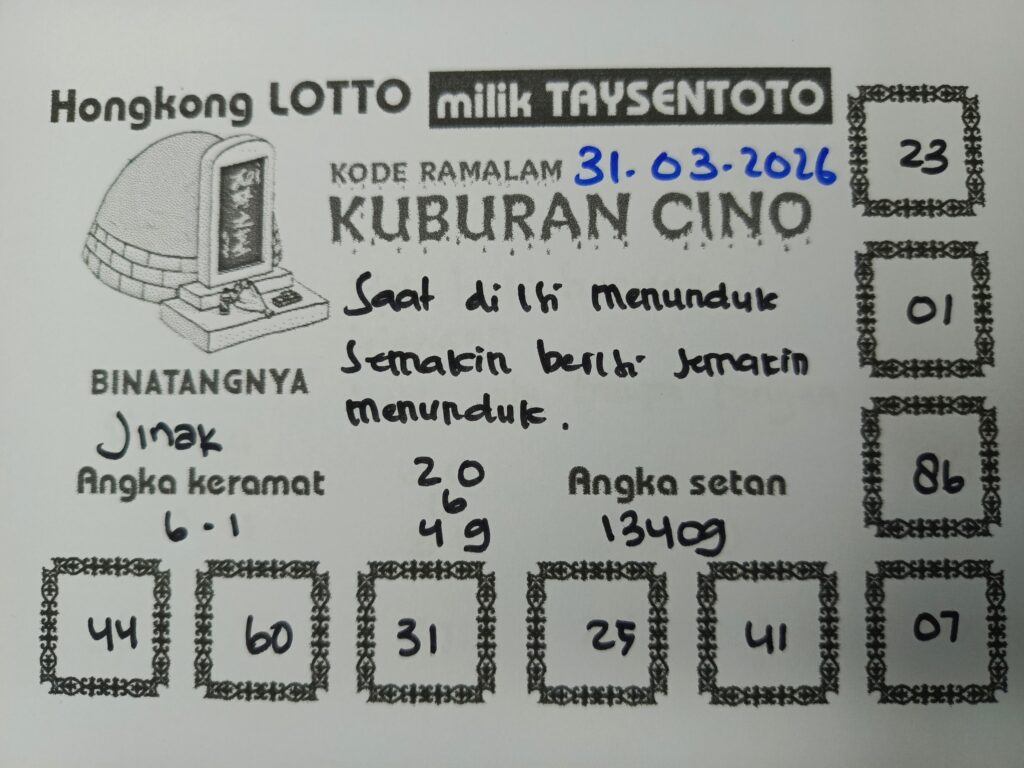 Syair Kuburan Cino HK Hari Selasa, 31 Maret 2026