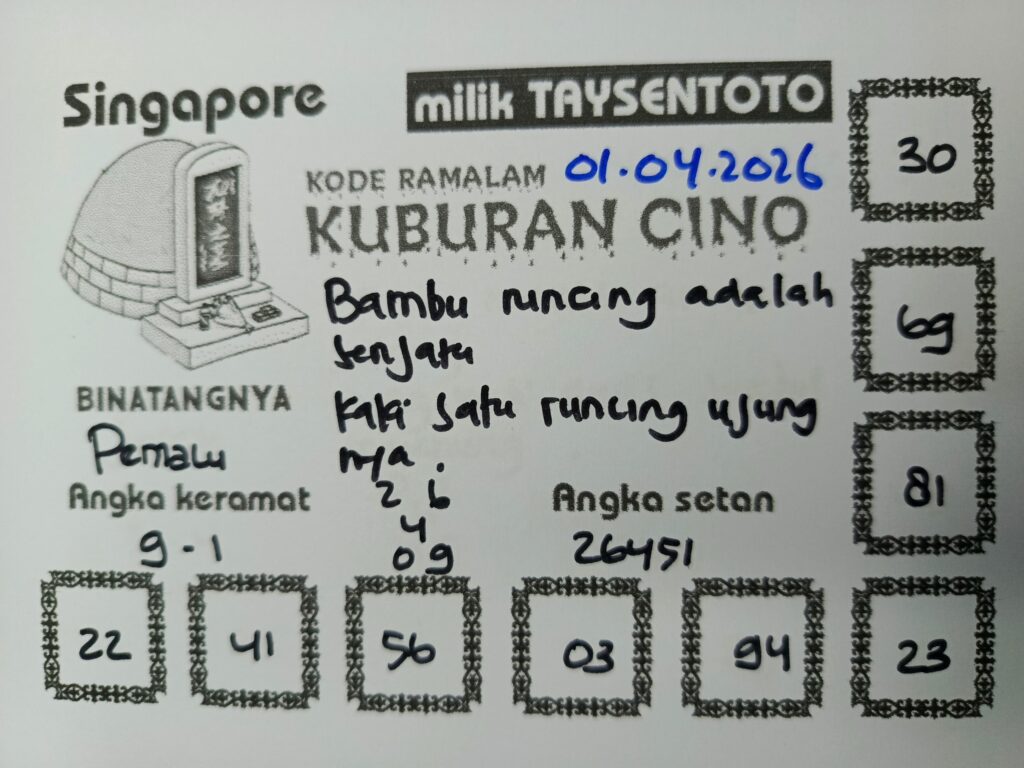 Syair Kuburan Cino SGP Hari ini Rabu, 01 April 2026