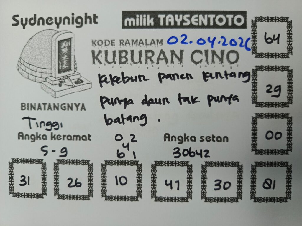 Syair Kuburan Cino SydneyNight Hari ini Kamis, 02 April 2026