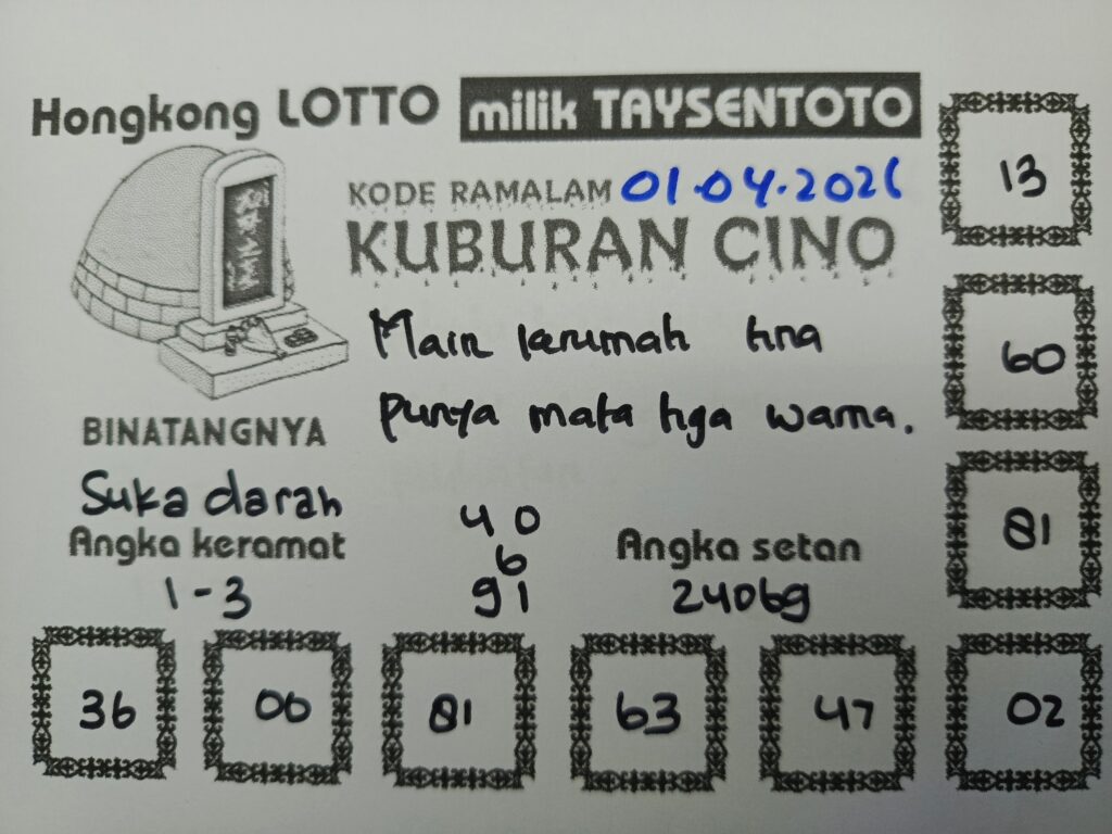 Syair Kuburan Cino HK Hari Rabu, 01 April 2026