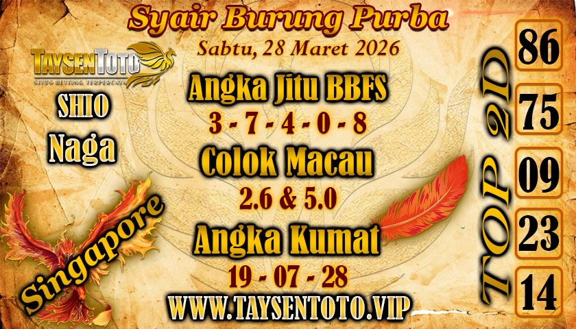 Syair Burung Purba Hari Sabtu, 28 Maret 2026