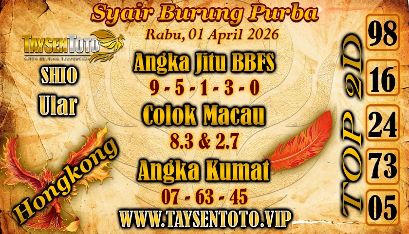Syair Colok Bebas Hari Rabu, 01 April 2026