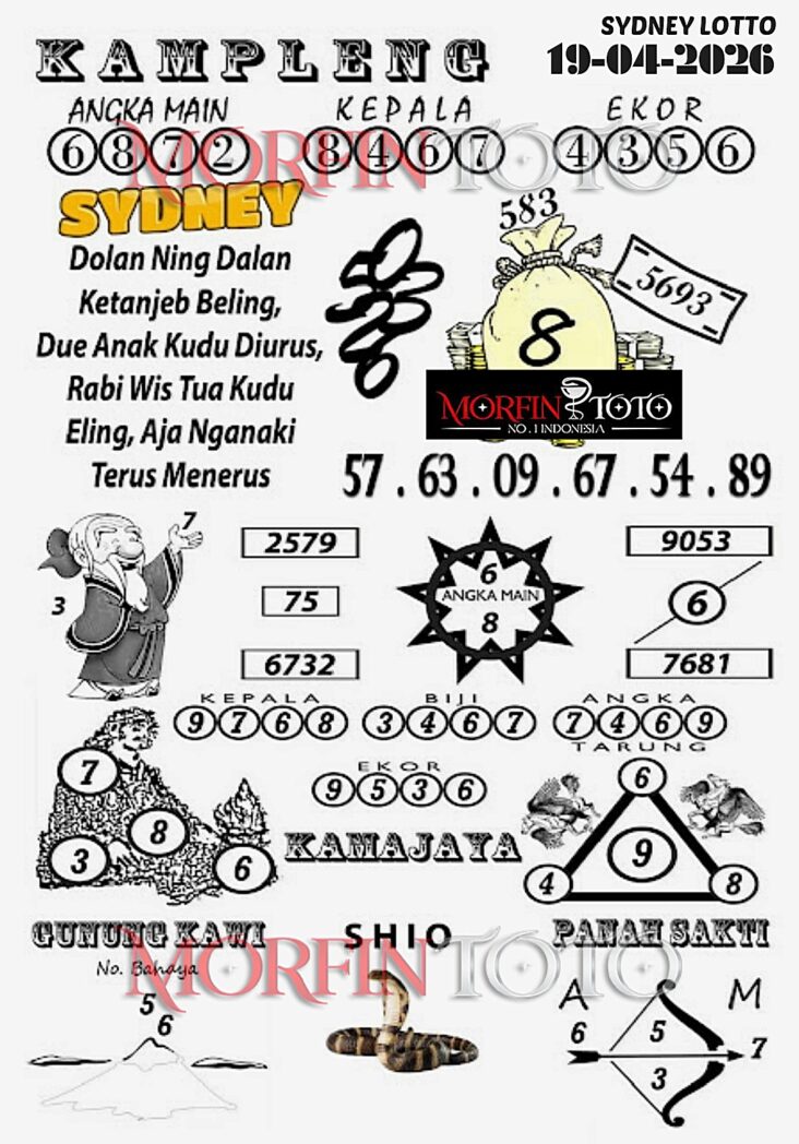 SYAIR TOGEL KAMPLENG SYDNEY LOTTO 19 APRIL 2026