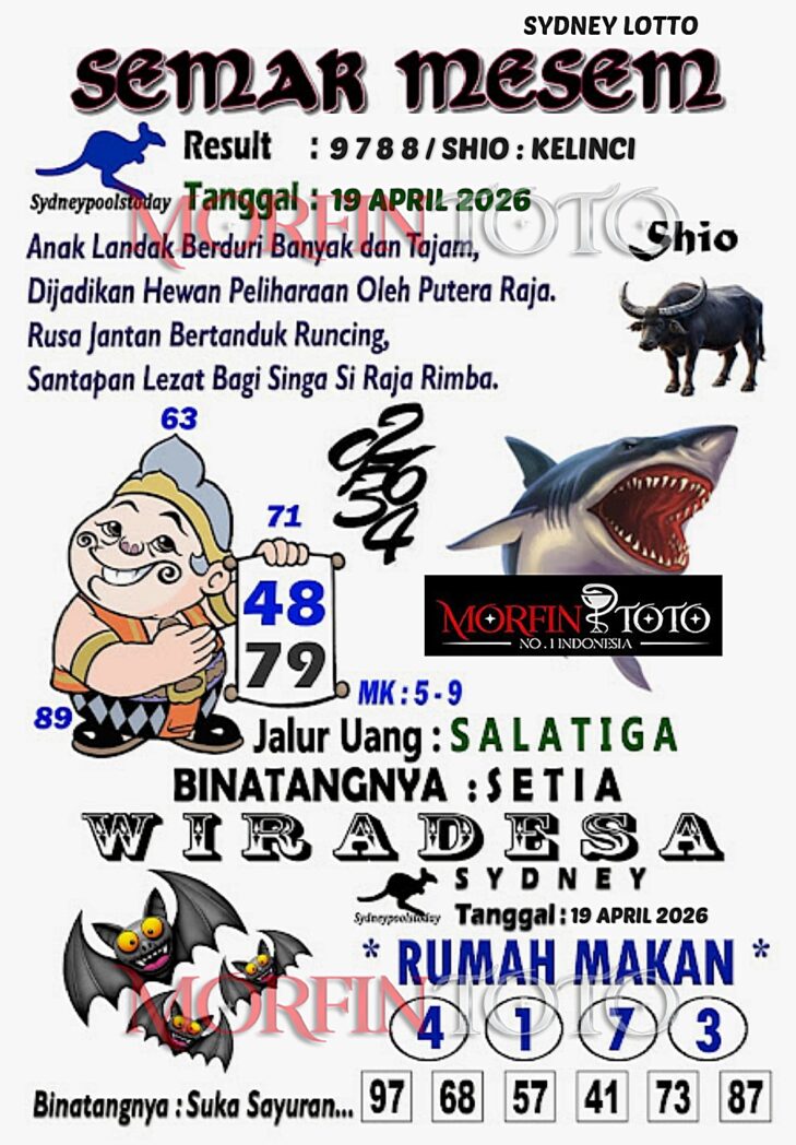 SYAIR TOGEL SEMAR MESEM SYDNEY LOTTO 19 APRIL 2026
