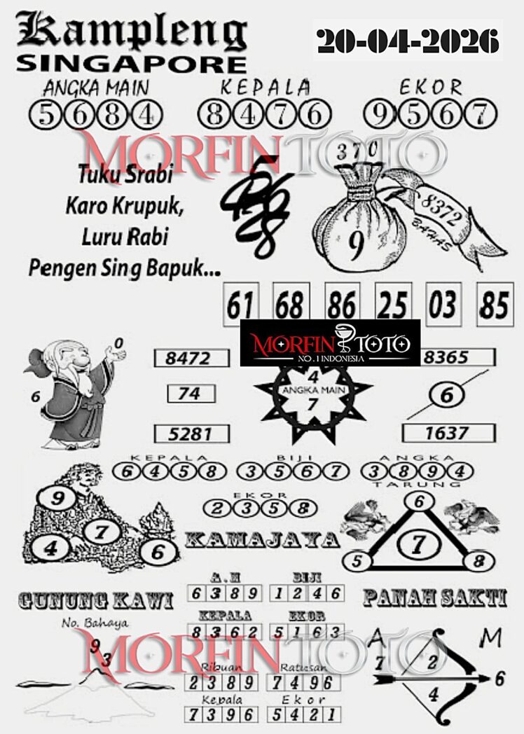 SYAIR TOGEL SINGAPORE KAMPLENG 20  MARET 2026