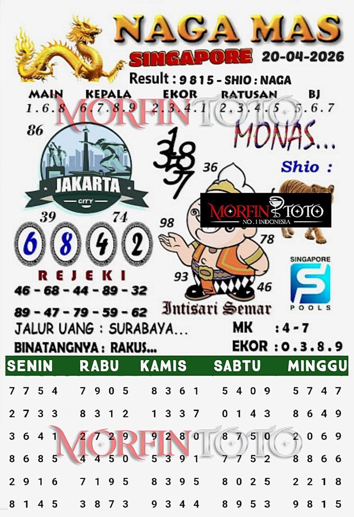 SYAIR TOGEL SINGAPORE NAGA MAS 20  MARET 2026