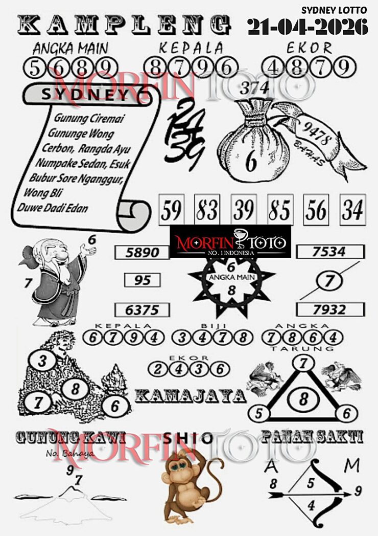 SYAIR TOGEL KAMPLENG SYDNEY LOTTO 21 APRIL 2126